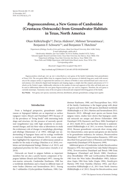 Rugosuscandona, a New Genus of Candonidae (Crustacea: Ostracoda) from Groundwater Habitats in Texas, North America