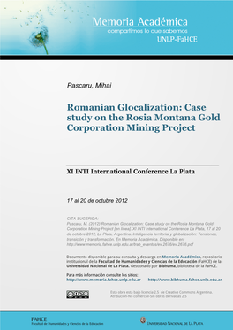 Case Study on the Rosia Montana Gold Corporation Mining Project