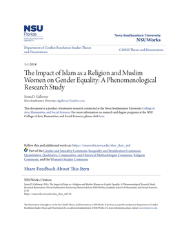 The Impact of Islam As a Religion and Muslim Women on Gender Equality: a Phenomenological Research Study