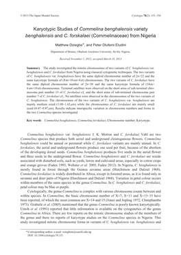 Karyotypic Studies of Commelina Benghalensis Variety Benghalensis and C