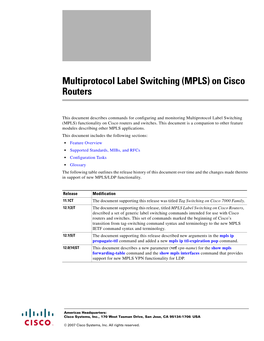 Multiprotocol Label Switching (MPLS) on Cisco Routers