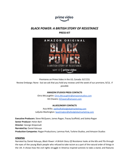 Black Power: a British Story of Resistance Press Kit