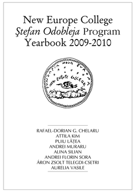 New Europe College Ştefan Odobleja Program Yearbook 2009-2010