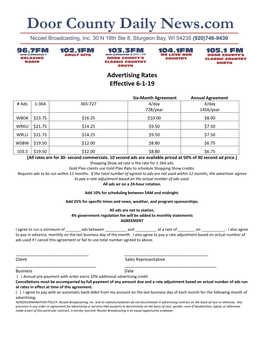 Advertising Rates Effective 6-1-19