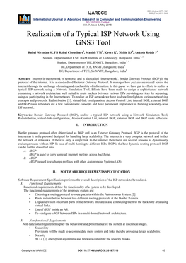 Realization of a Typical ISP Network Using GNS3 Tool