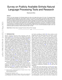 Survey on Publicly Available Sinhala Natural Language Processing Tools and Research