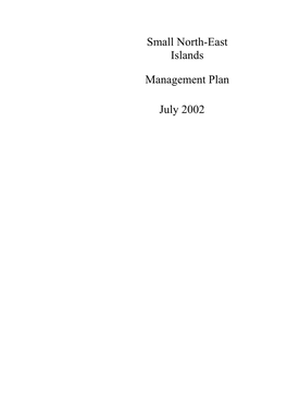 Small North-East Islands Draft Management Plan 2002