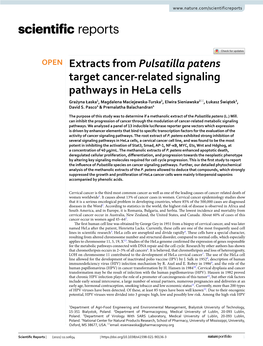 Extracts from Pulsatilla Patens Target Cancer-Related Signaling Pathways