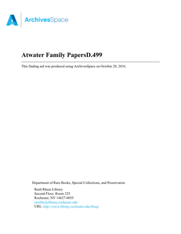 Atwater Family Papersd.499