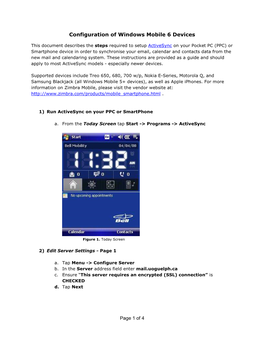 Windows Mobile 6 Configuration