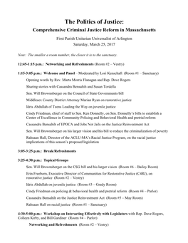 The Politics of Justice: Comprehensive Criminal Justice Reform in Massachusetts