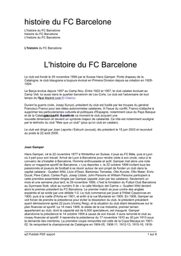 L'histoire Du FC Barcelone Histoire Du FC Barcelone L'histoire Du FC Barcelone