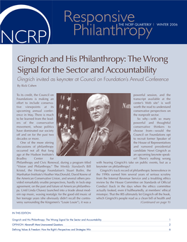 Gingrich and His Philanthropy