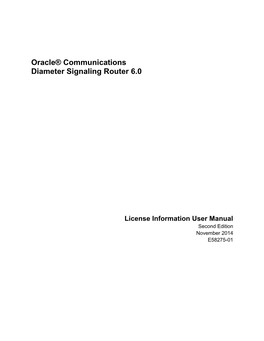 Oracle® Communications Diameter Signaling Router 6.0