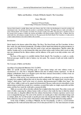 119 Myths and Realities: a Study of Elechi Amadi's the Concubine