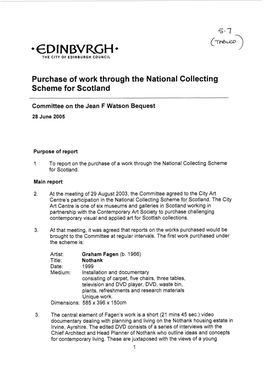 Purchase of Work Through the National Collecting Scheme for Scotland