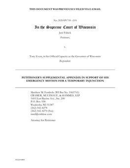 In the Supreme Court of Wisconsin Jeré Fabick Petitioner