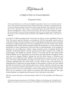 A Night in Paris Notes