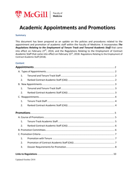 Academic Appointments and Promotions