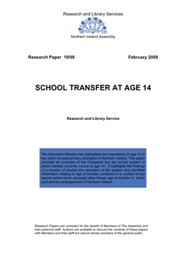 School Transfer at Age 14