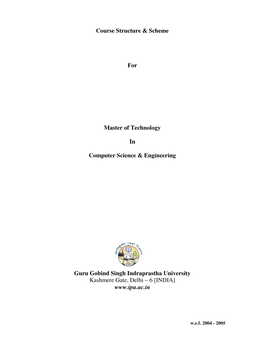 Course Structure & Scheme for Master of Technology in Computer