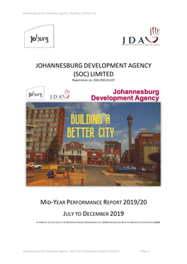 Mid-Year Report Has Been Prepared Against the JDA’S 2019/20 Business Plan and Scorecard