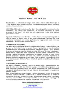 Finali Del Monte® Coppa Italia 2020