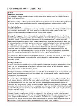 2.3 LKS2 Hinduism - Atman - Lesson 3 - Puja