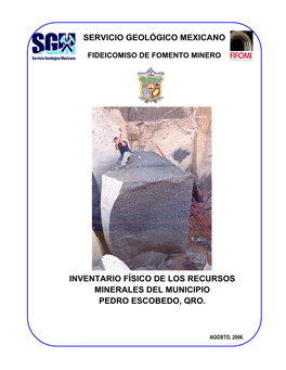 Inventario Físico De Los Recursos Minerales Del Municipio Pedro Escobedo, Qro
