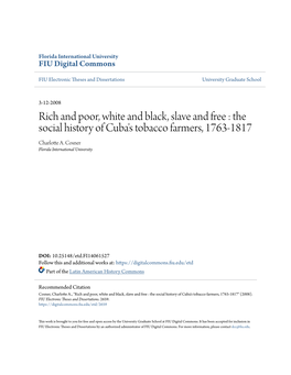 Rich and Poor, White and Black, Slave and Free : the Social History of Cuba's Tobacco Farmers, 1763-1817 Charlotte A