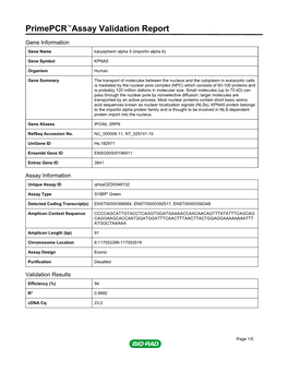 Primepcr™Assay Validation Report