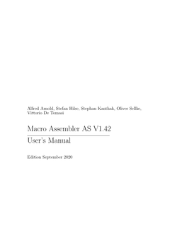Macro Assembler AS V1.42 User's Manual