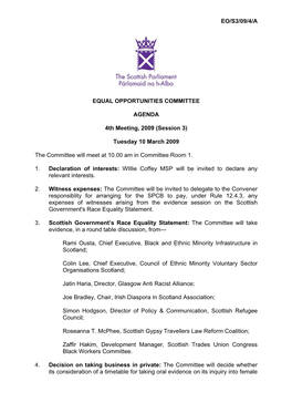 Eo/S3/09/4/A Equal Opportunities Committee