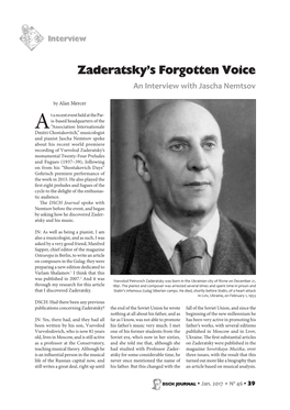 Zaderatsky's Forgotten Voice: an Interview With