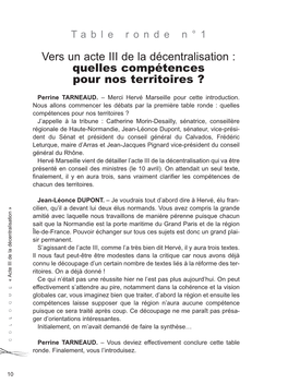 Vers Un Acte III De La Décentralisation : Quelles Compétences Pour Nos Territoires ?