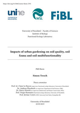 Impacts of Urban Gardening on Soil Quality, Soil Fauna and Soil Multifunctionality