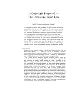 The Debate in Jewish Law