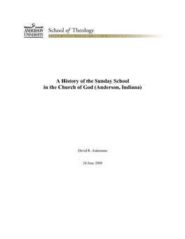 A History of the Sunday School in the Church of God (Anderson, Indiana)