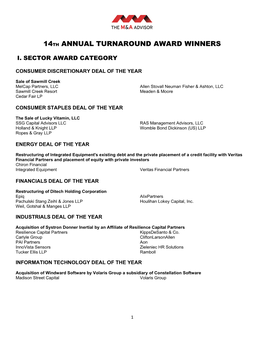 14Th Annual Turnaround Award Winners