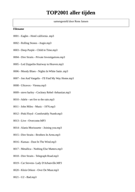 TOP2001 Aller Tijden