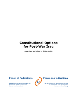 Constitutional Options for Post-War Iraq