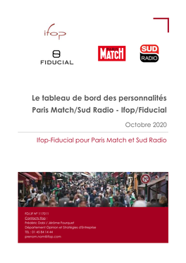 Le Tableau De Bord Des Personnalités Paris Match/Sud Radio - Ifop/Fiducial