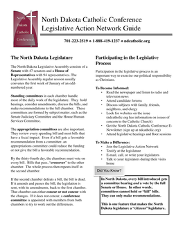 North Dakota Catholic Conference Legislative Action Network Guide
