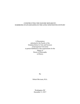 Constructing the Danube Monarchy: Habsburg State-Building in the Long Nineteenth Century