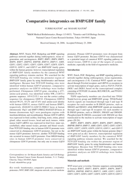 Comparative Integromics on BMP/GDF Family