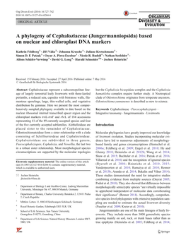 A Phylogeny of Cephaloziaceae (Jungermanniopsida) Based on Nuclear and Chloroplast DNA Markers