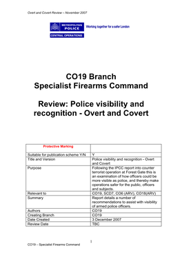 Police Visibility and Recognition - Overt and Covert