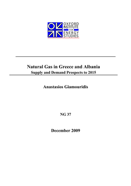 Natural Gas in Greece and Albania Supply and Demand Prospects to 2015