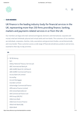 UK Finance Is the Leading Industry Body for Financial Services in the UK