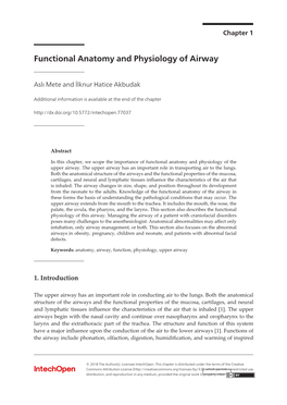 Functional Anatomy and Physiology of Airway